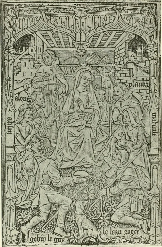 An illustration from L'art religieux de la fin du Moyen Age en France : étude sur l'iconographie du Moyen Age et sur ses sources d'inspiration, 1922, leaf 71