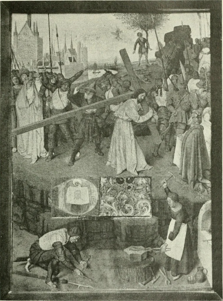 An illustration from L'art religieux de la fin du Moyen Age en France : étude sur l'iconographie du Moyen Age et sur ses sources d'inspiration, 1922, leaf 78