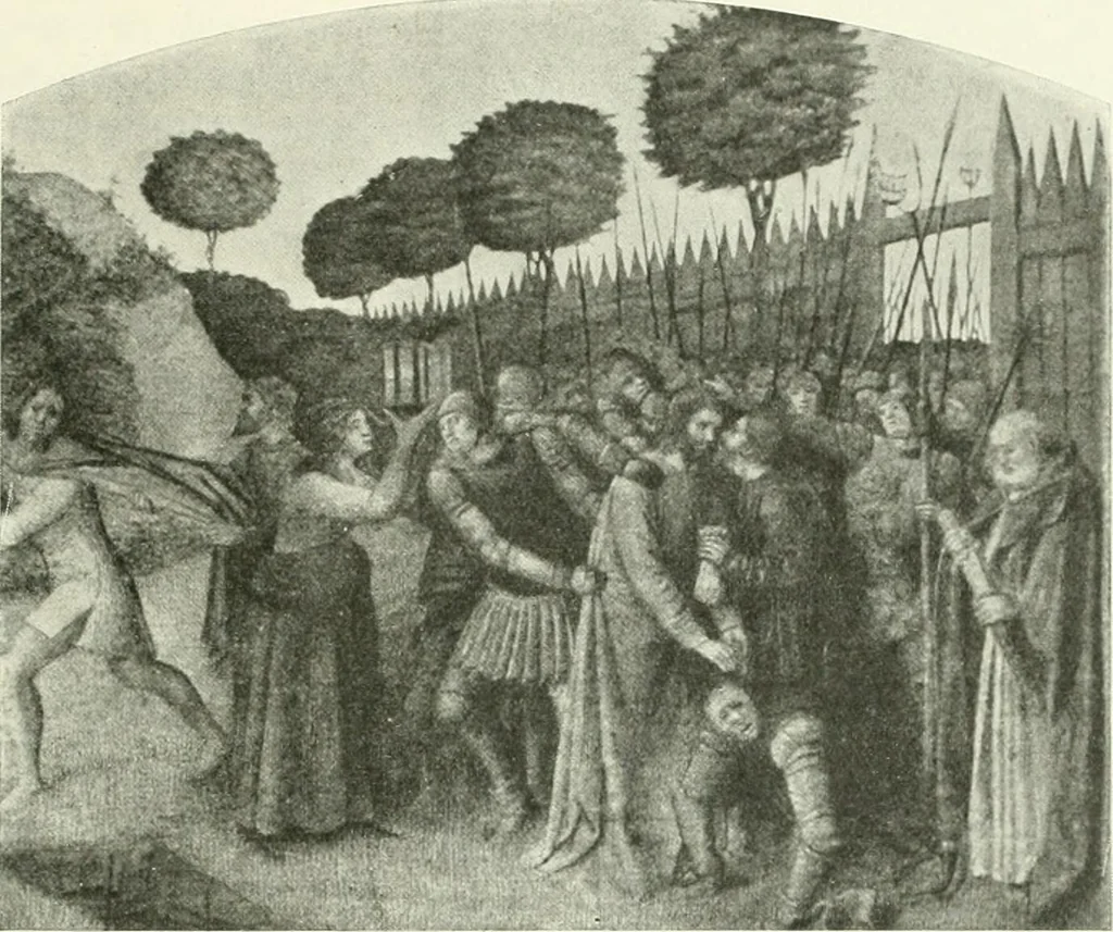 An illustration from L'art religieux de la fin du Moyen Age en France : étude sur l'iconographie du Moyen Age et sur ses sources d'inspiration, 1922, leaf 80