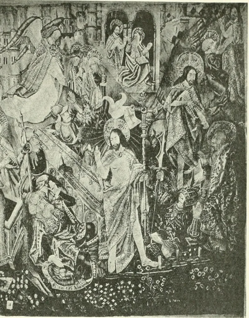 An illustration from L'art religieux de la fin du Moyen Age en France : étude sur l'iconographie du Moyen Age et sur ses sources d'inspiration, 1922, leaf 82