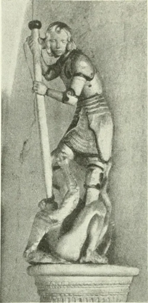 An illustration from L'art religieux de la fin du Moyen Age en France : étude sur l'iconographie du Moyen Age et sur ses sources d'inspiration, 1922, leaf 90