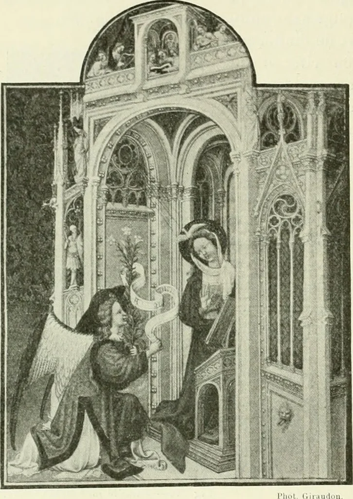 An illustration from L'art religieux de la fin du Moyen Age en France : étude sur l'iconographie du Moyen Age et sur ses sources d'inspiration, 1922, leaf 91