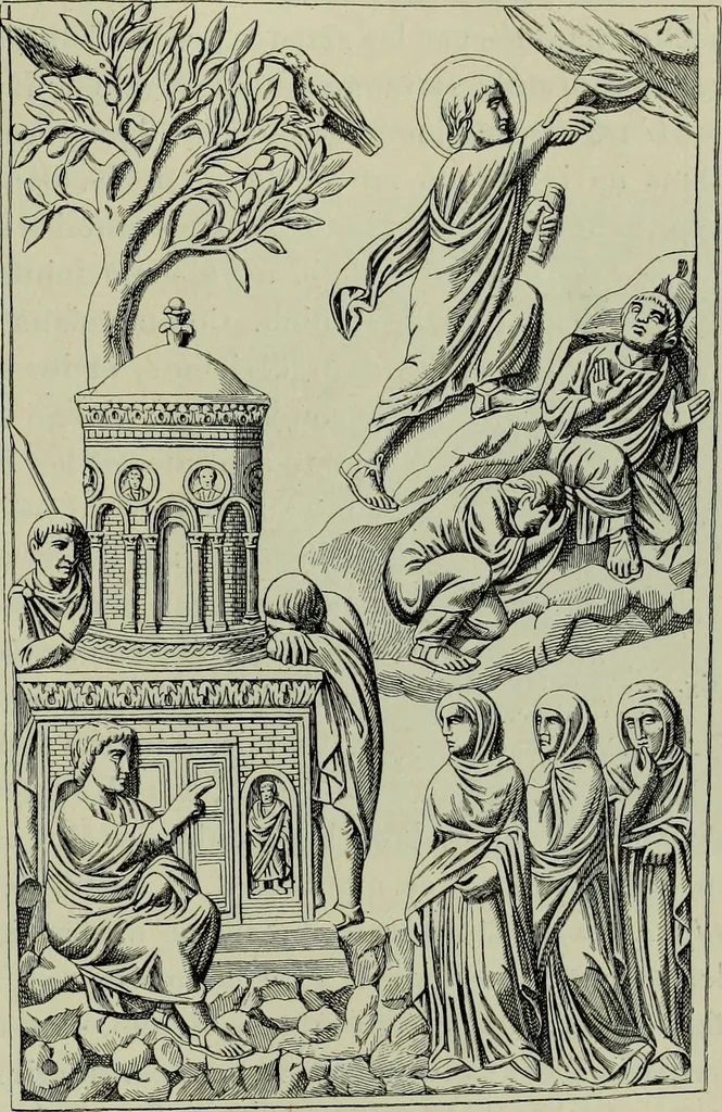 An illustration from L'art religieux du XIIe siècle en France : Etude sur les origines de l'iconographie du Moyen Age, 1922, leaf 100