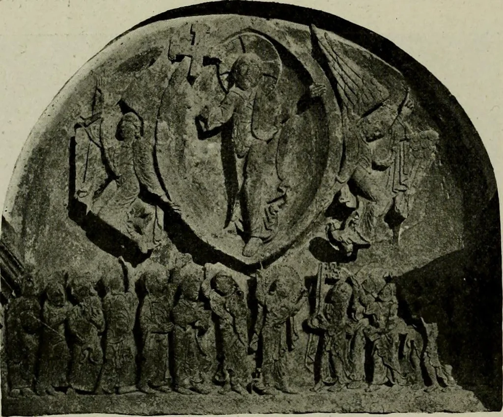 An illustration from L'art religieux du XIIe siècle en France : Etude sur les origines de l'iconographie du Moyen Age, 1922, leaf 107