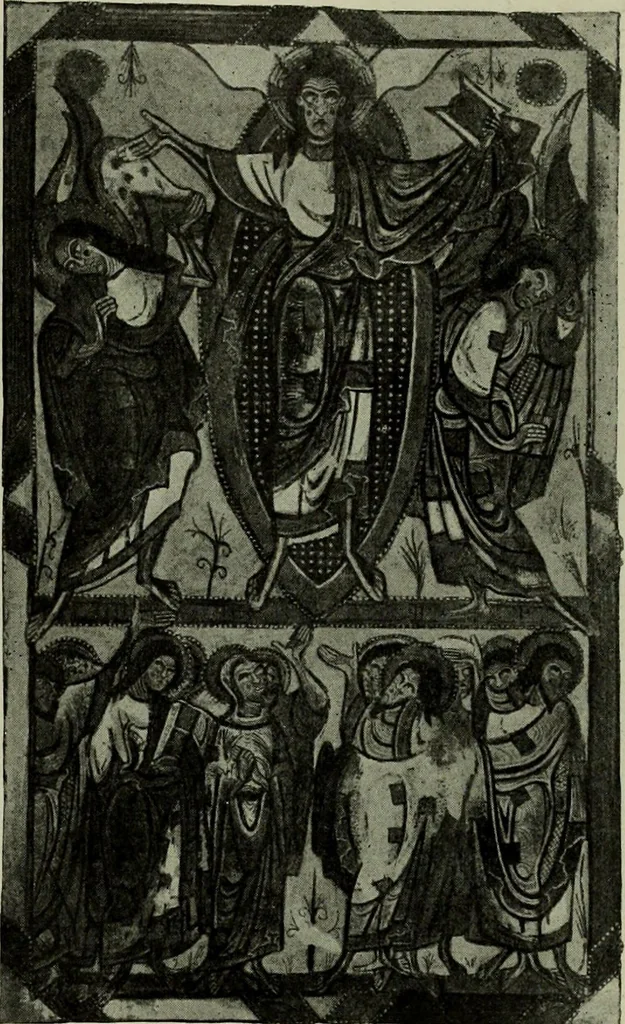 An illustration from L'art religieux du XIIe siècle en France : Etude sur les origines de l'iconographie du Moyen Age, 1922, leaf 108