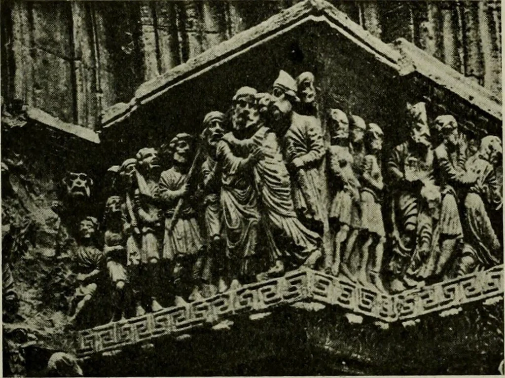 An illustration from L'art religieux du XIIe siècle en France : Etude sur les origines de l'iconographie du Moyen Age, 1922, leaf 115