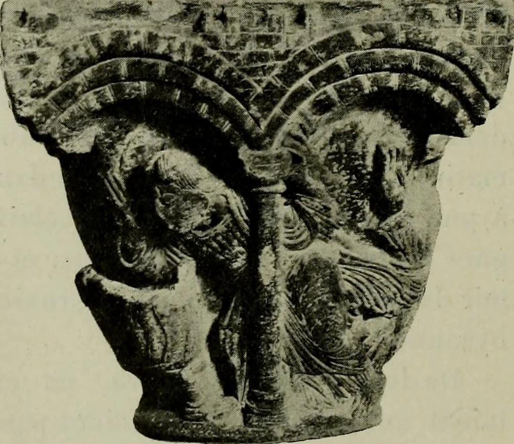 An illustration from L'art religieux du XIIe siècle en France : Etude sur les origines de l'iconographie du Moyen Age, 1922, leaf 123