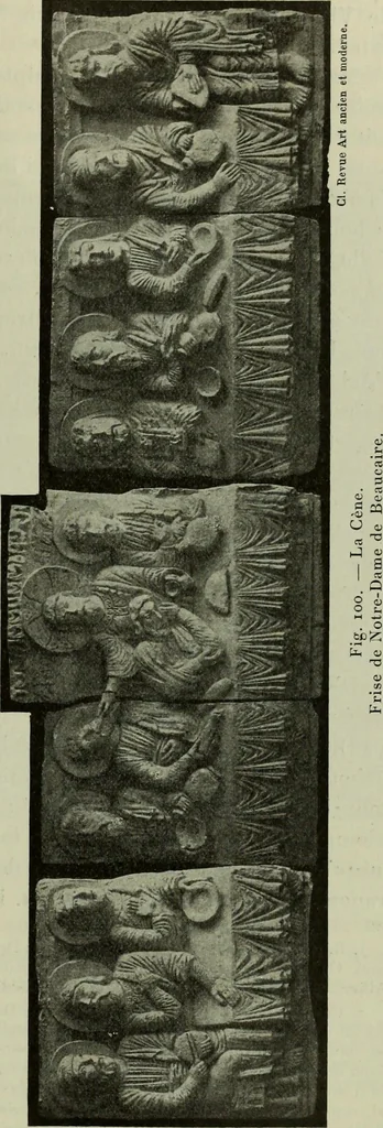 An illustration from L'art religieux du XIIe siècle en France : Etude sur les origines de l'iconographie du Moyen Age, 1922, leaf 128