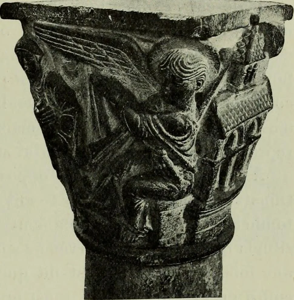 An illustration from L'art religieux du XIIe siècle en France : Etude sur les origines de l'iconographie du Moyen Age, 1922, leaf 142