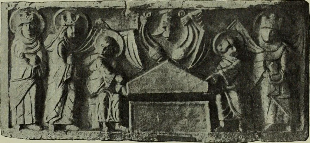 An illustration from L'art religieux du XIIe siècle en France : Etude sur les origines de l'iconographie du Moyen Age, 1922, leaf 144