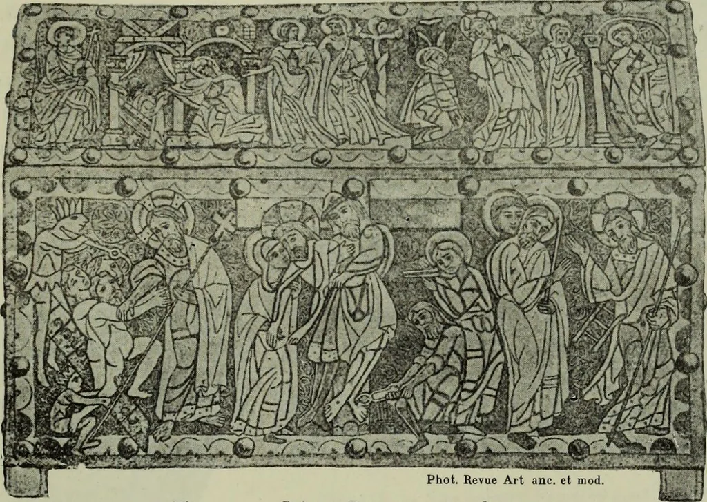 An illustration from L'art religieux du XIIe siècle en France : Etude sur les origines de l'iconographie du Moyen Age, 1922, leaf 146