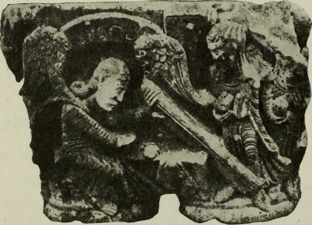 An illustration from L'art religieux du XIIe siècle en France : Etude sur les origines de l'iconographie du Moyen Age, 1922, leaf 147