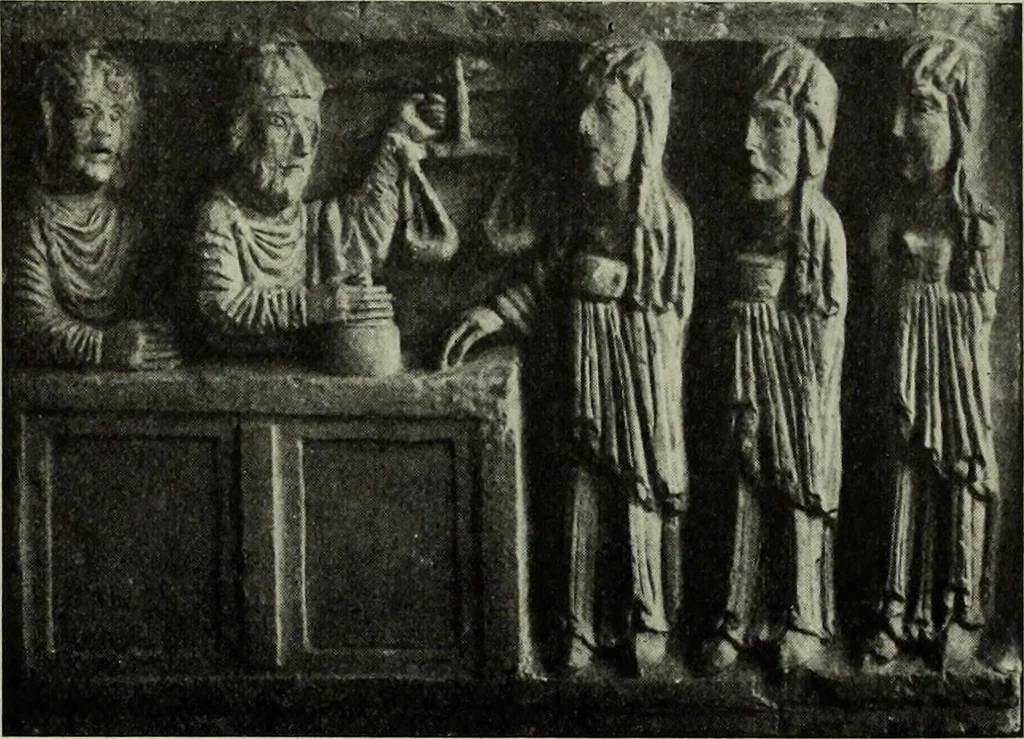 An illustration from L'art religieux du XIIe siècle en France : Etude sur les origines de l'iconographie du Moyen Age, 1922, leaf 150