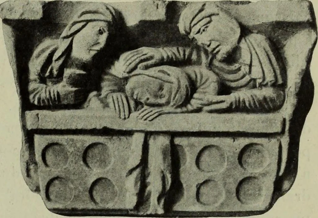 An illustration from L'art religieux du XIIe siècle en France : Etude sur les origines de l'iconographie du Moyen Age, 1922, leaf 152