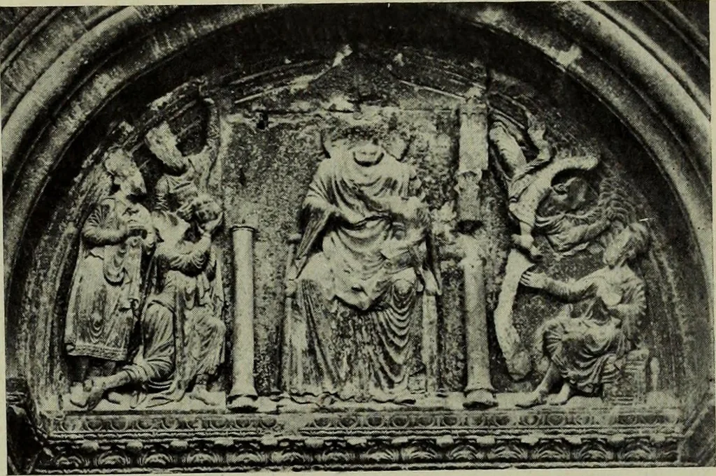 An illustration from L'art religieux du XIIe siècle en France : Etude sur les origines de l'iconographie du Moyen Age, 1922, leaf 156