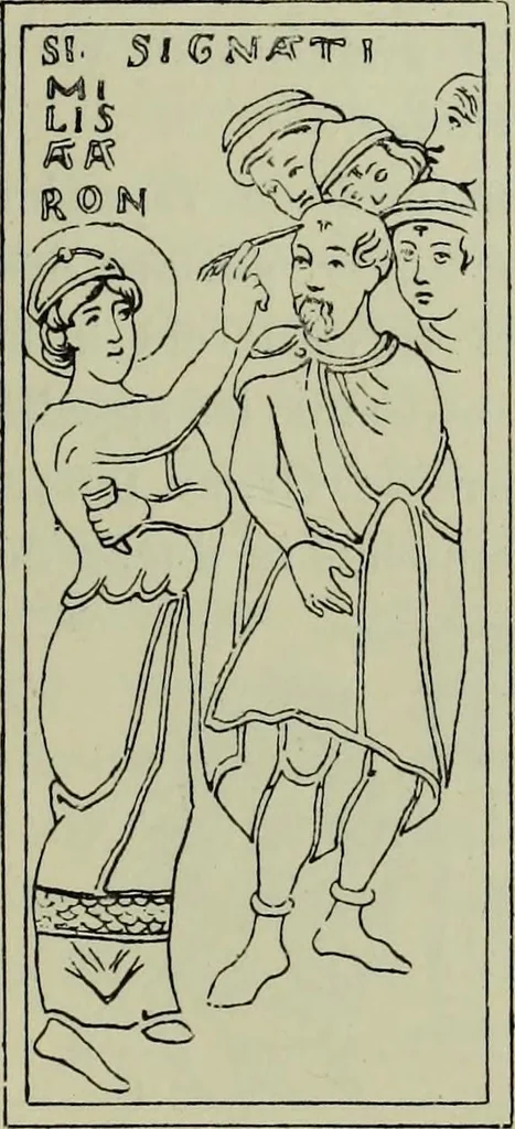 An illustration from L'art religieux du XIIe siècle en France : Etude sur les origines de l'iconographie du Moyen Age, 1922, leaf 170