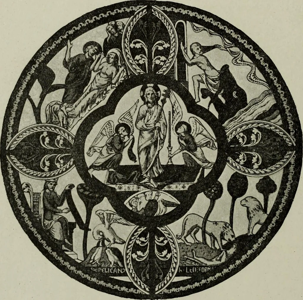 An illustration from L'art religieux du XIIe siècle en France : Etude sur les origines de l'iconographie du Moyen Age, 1922, leaf 177