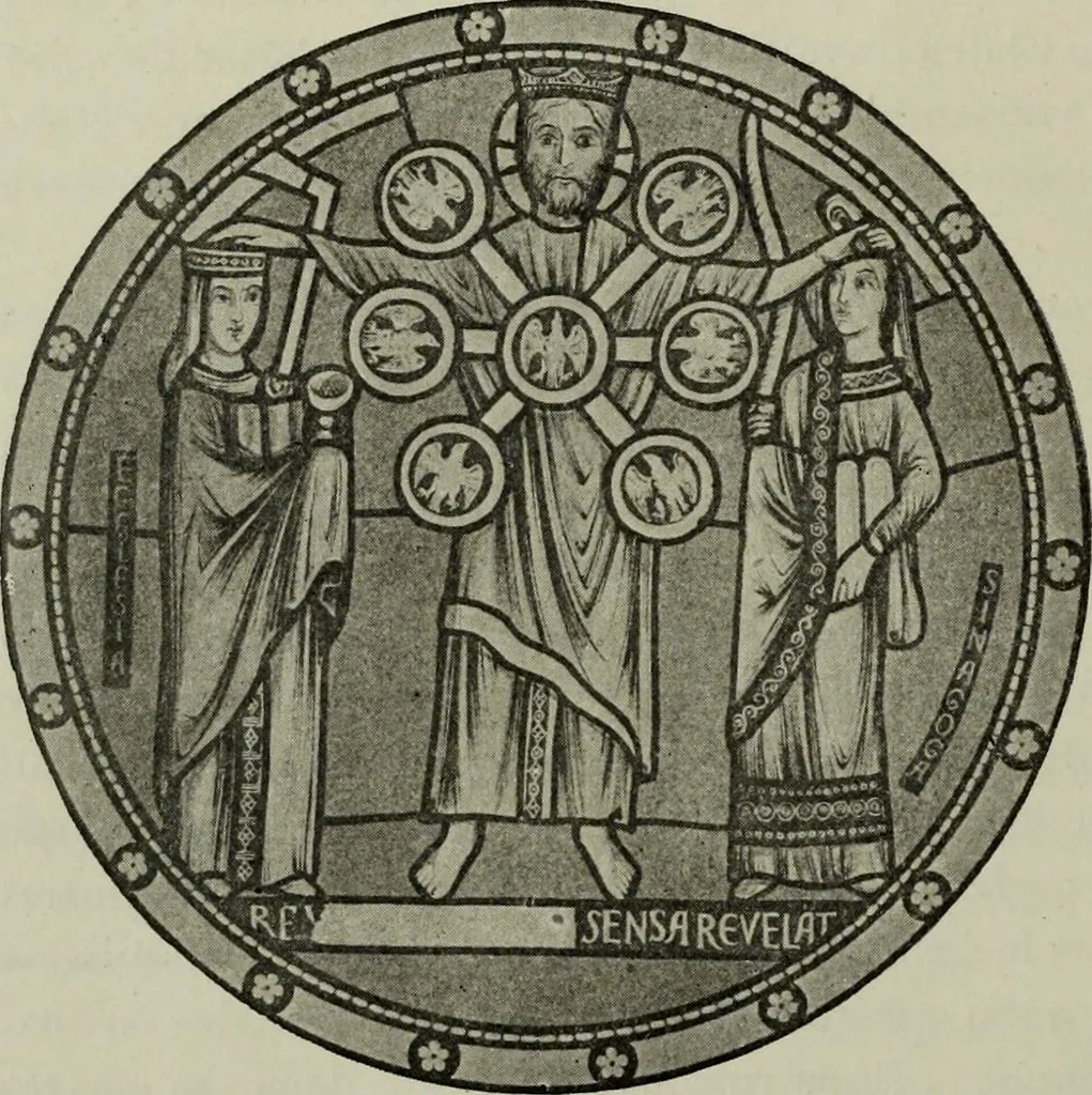 An illustration from L'art religieux du XIIe siècle en France : Etude sur les origines de l'iconographie du Moyen Age, 1922, leaf 181