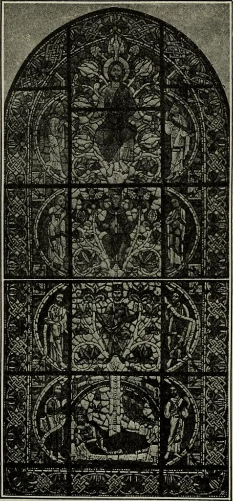 An illustration from L'art religieux du XIIe siècle en France : Etude sur les origines de l'iconographie du Moyen Age, 1922, leaf 185