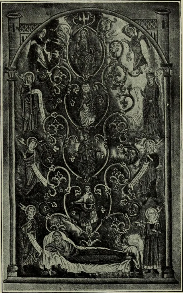An illustration from L'art religieux du XIIe siècle en France : Etude sur les origines de l'iconographie du Moyen Age, 1922, leaf 188