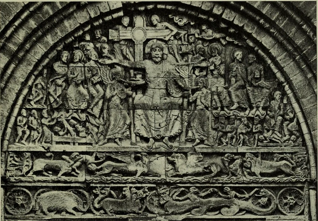 An illustration from L'art religieux du XIIe siècle en France : Etude sur les origines de l'iconographie du Moyen Age, 1922, leaf 194
