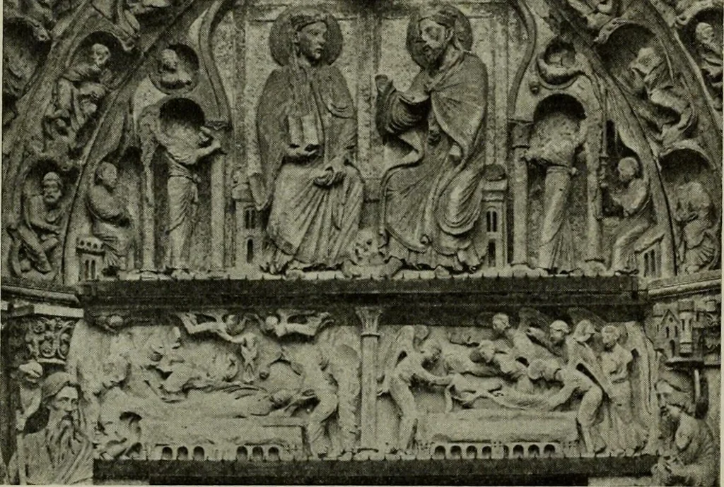 An illustration from L'art religieux du XIIe siècle en France : Etude sur les origines de l'iconographie du Moyen Age, 1922, leaf 199