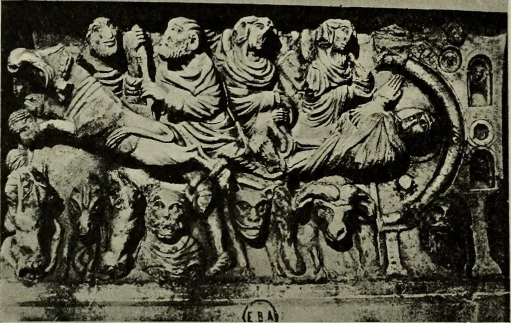 An illustration from L'art religieux du XIIe siècle en France : Etude sur les origines de l'iconographie du Moyen Age, 1922, leaf 205