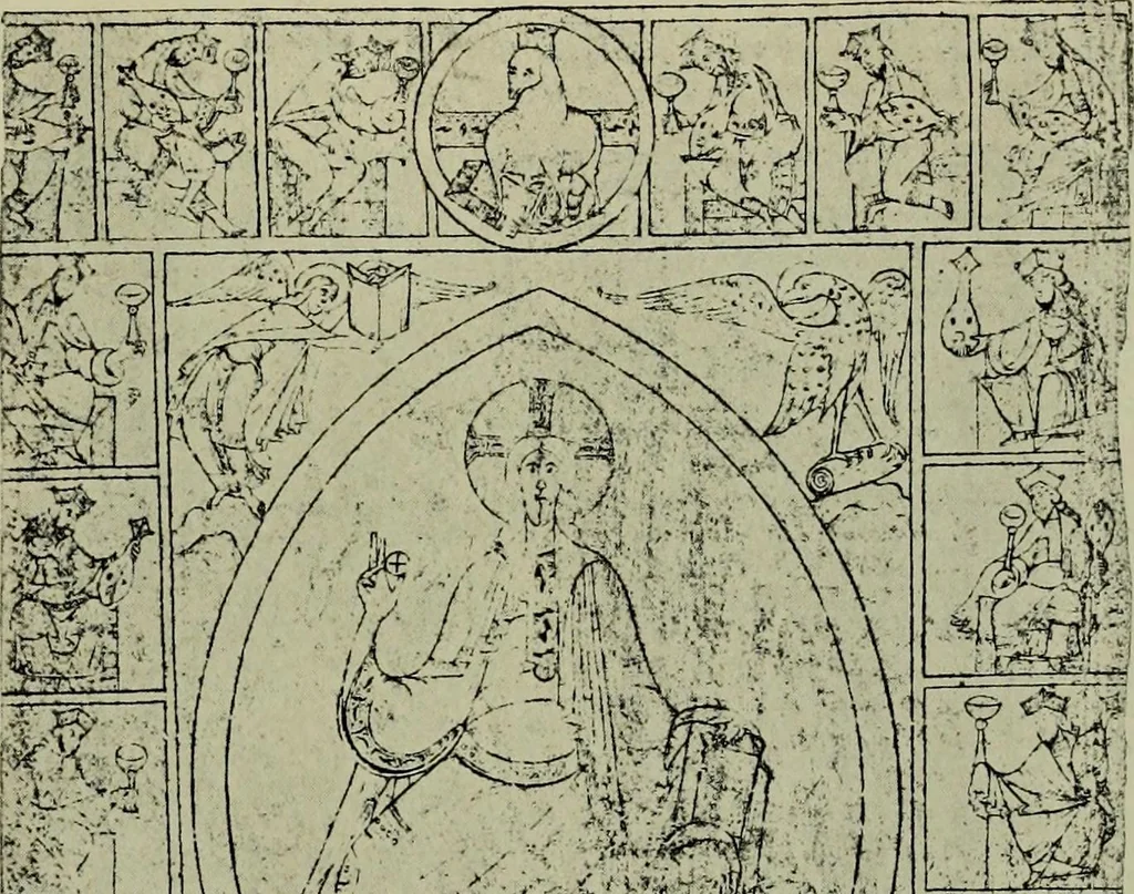 An illustration from L'art religieux du XIIe siècle en France : Etude sur les origines de l'iconographie du Moyen Age, 1922, leaf 22