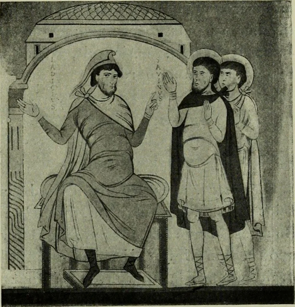 An illustration from L'art religieux du XIIe siècle en France : Etude sur les origines de l'iconographie du Moyen Age, 1922, leaf 222