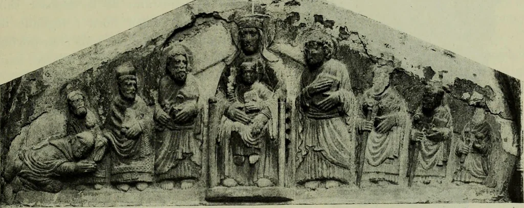 An illustration from L'art religieux du XIIe siècle en France : Etude sur les origines de l'iconographie du Moyen Age, 1922, leaf 226