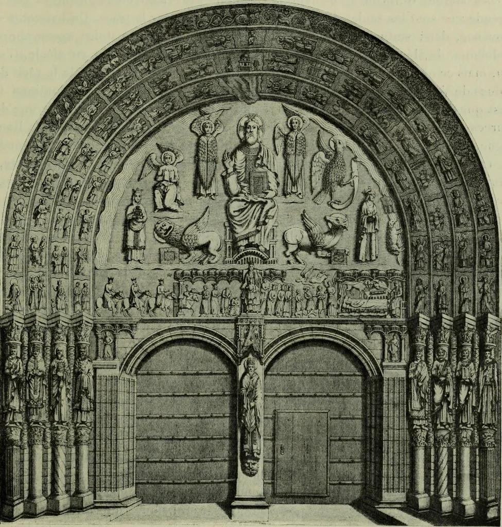 An illustration from L'art religieux du XIIe siècle en France : Etude sur les origines de l'iconographie du Moyen Age, 1922, leaf 232