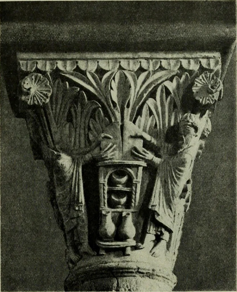 An illustration from L'art religieux du XIIe siècle en France : Etude sur les origines de l'iconographie du Moyen Age, 1922, leaf 252