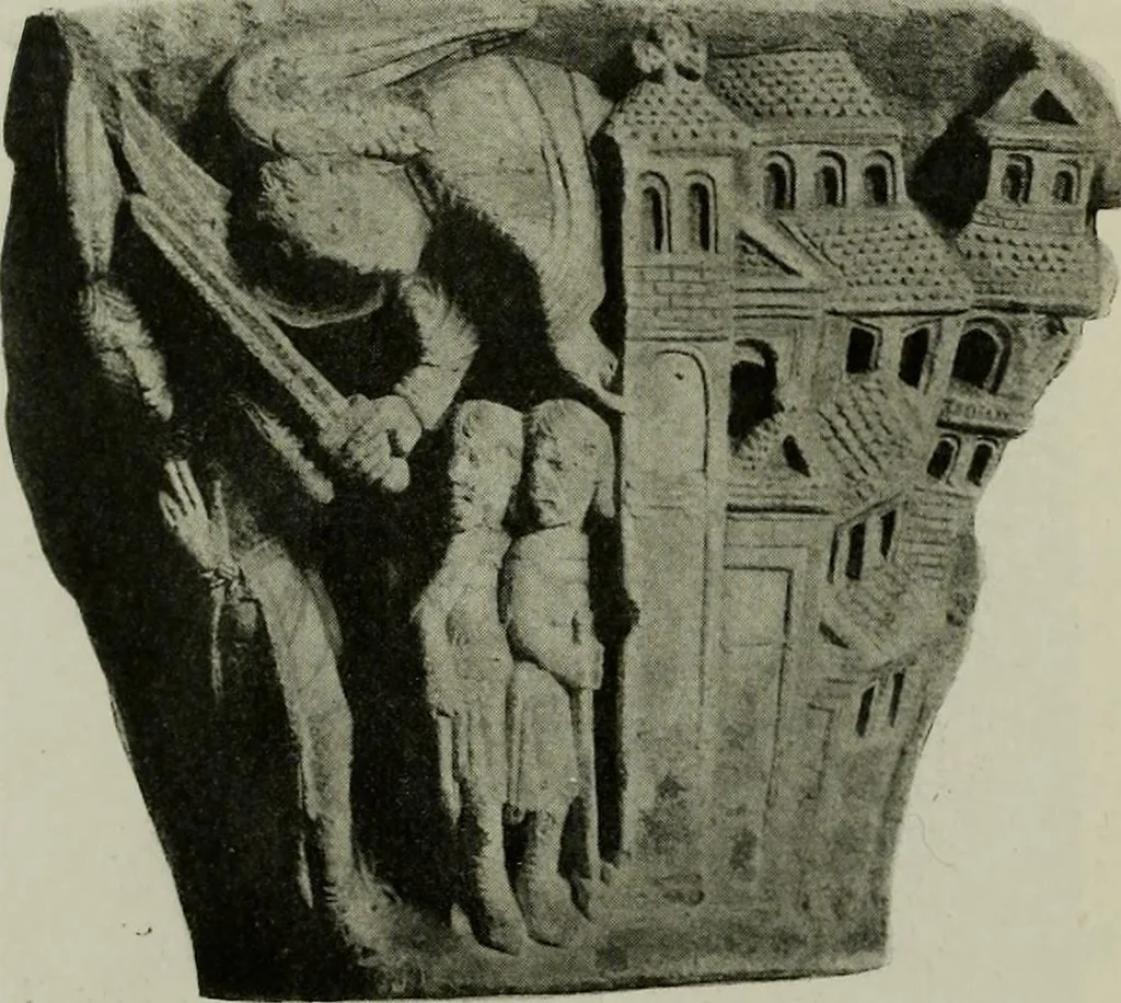 An illustration from L'art religieux du XIIe siècle en France : Etude sur les origines de l'iconographie du Moyen Age, 1922, leaf 253