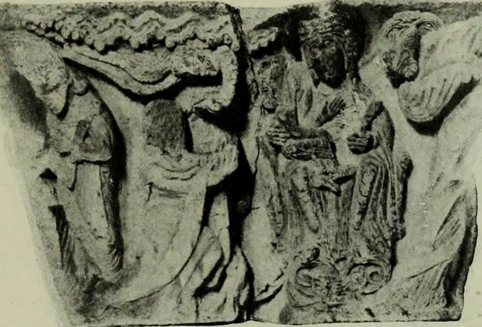 An illustration from L'art religieux du XIIe siècle en France : Etude sur les origines de l'iconographie du Moyen Age, 1922, leaf 254