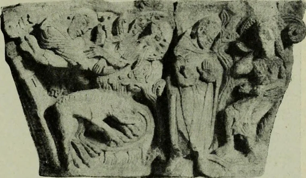 An illustration from L'art religieux du XIIe siècle en France : Etude sur les origines de l'iconographie du Moyen Age, 1922, leaf 256