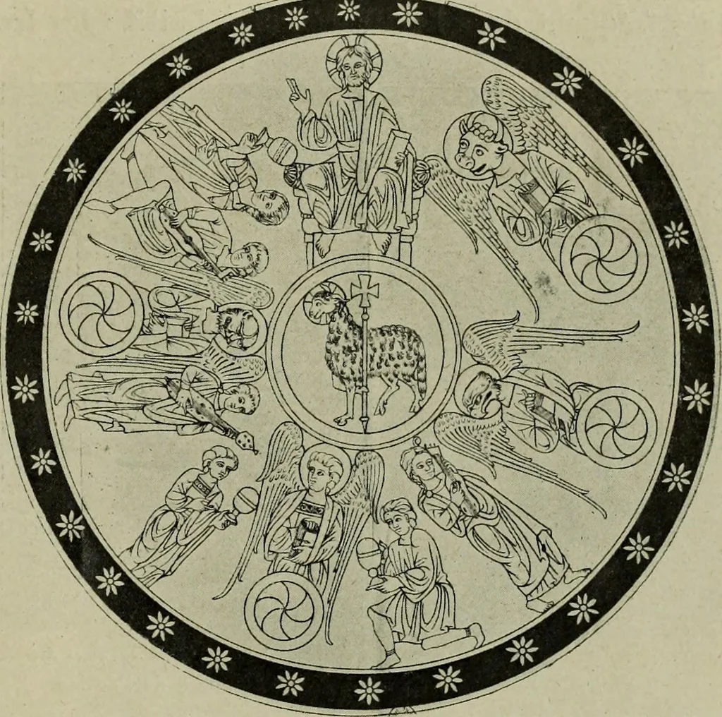 An illustration from L'art religieux du XIIe siècle en France : Etude sur les origines de l'iconographie du Moyen Age, 1922, leaf 26