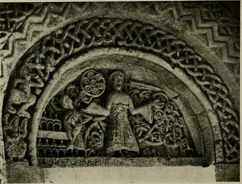 An illustration from L'art religieux du XIIe siècle en France : Etude sur les origines de l'iconographie du Moyen Age, 1922, leaf 27