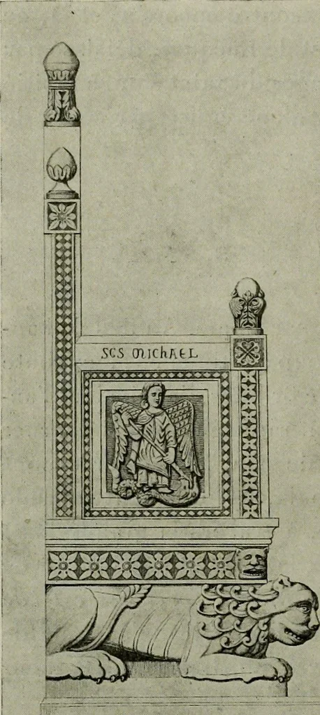 An illustration from L'art religieux du XIIe siècle en France : Etude sur les origines de l'iconographie du Moyen Age, 1922, leaf 273