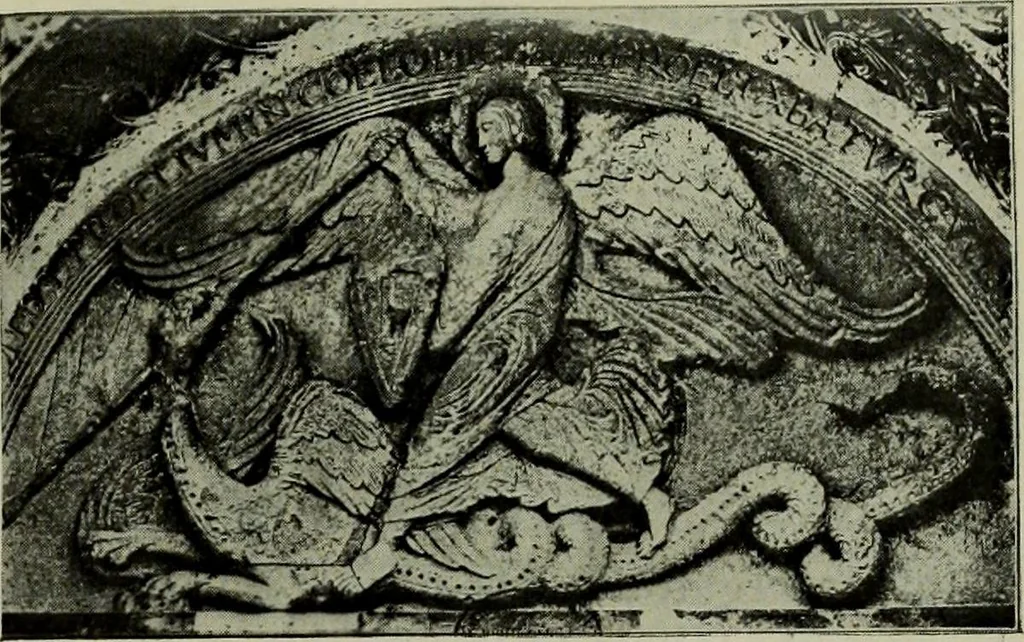 An illustration from L'art religieux du XIIe siècle en France : Etude sur les origines de l'iconographie du Moyen Age, 1922, leaf 276