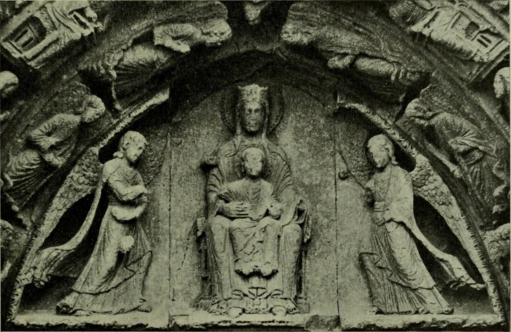 An illustration from L'art religieux du XIIe siècle en France : Etude sur les origines de l'iconographie du Moyen Age, 1922, leaf 298