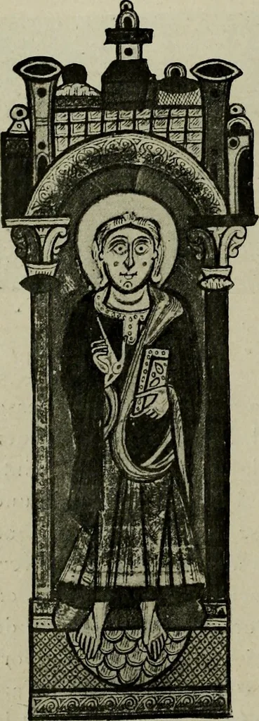 An illustration from L'art religieux du XIIe siècle en France : Etude sur les origines de l'iconographie du Moyen Age, 1922, leaf 31
