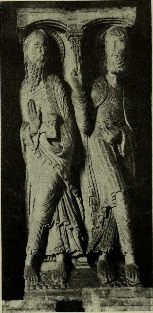 An illustration from L'art religieux du XIIe siècle en France : Etude sur les origines de l'iconographie du Moyen Age, 1922, leaf 32