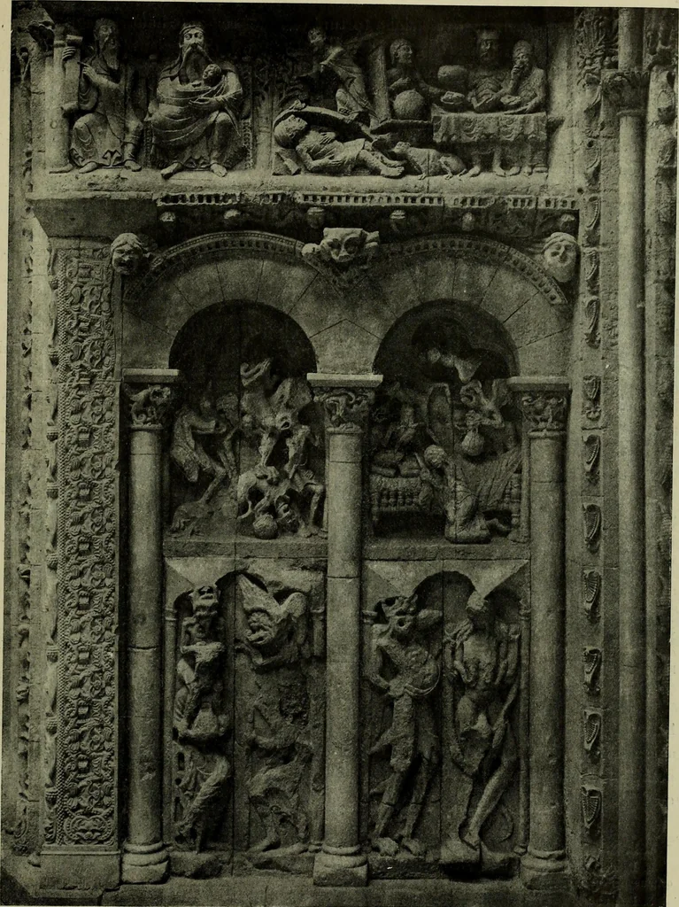 An illustration from L'art religieux du XIIe siècle en France : Etude sur les origines de l'iconographie du Moyen Age, 1922, leaf 36