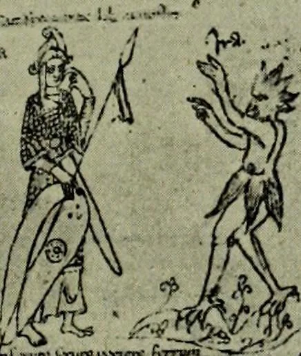 An illustration from L'art religieux du XIIe siècle en France : Etude sur les origines de l'iconographie du Moyen Age, 1922, leaf 38