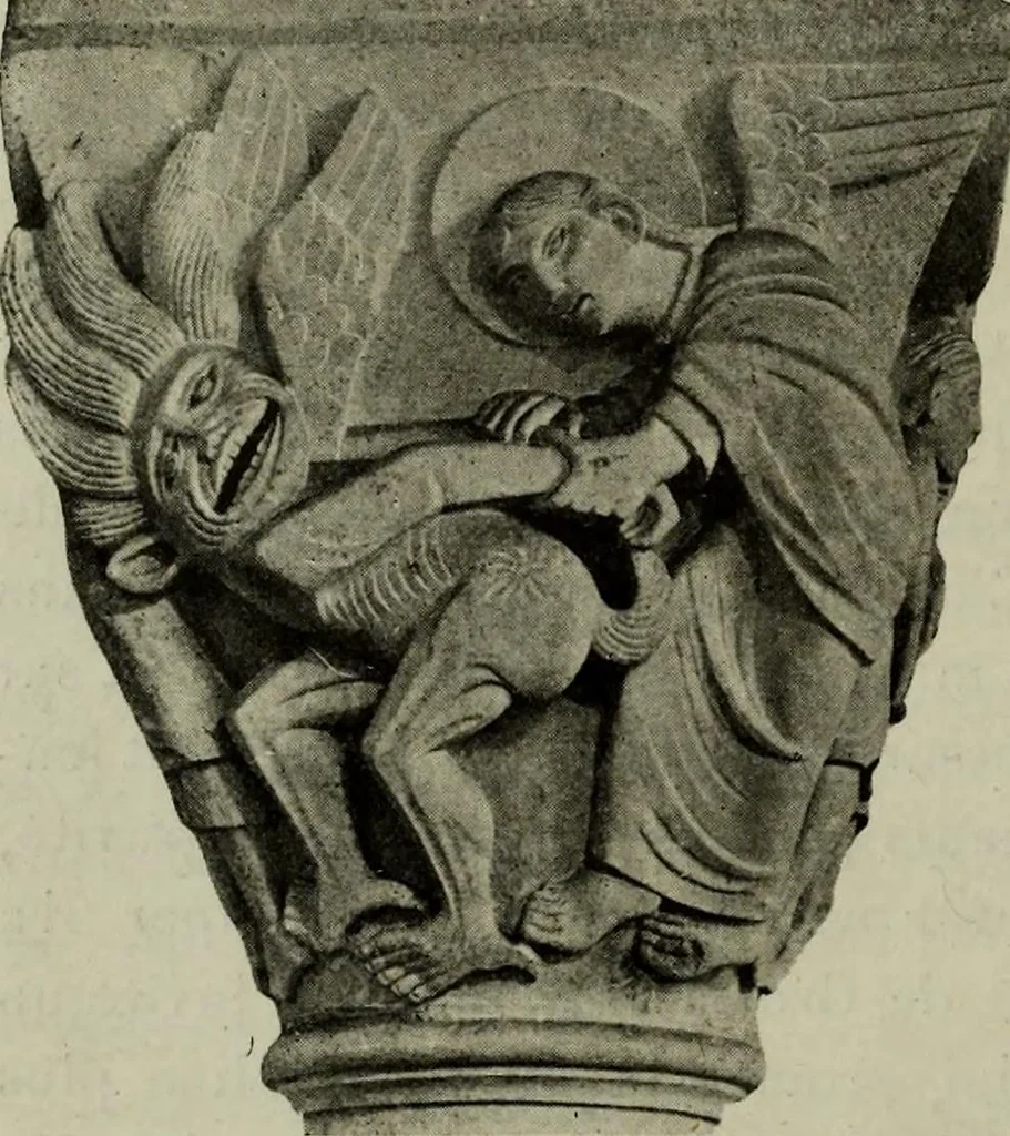 An illustration from L'art religieux du XIIe siècle en France : Etude sur les origines de l'iconographie du Moyen Age, 1922, leaf 383