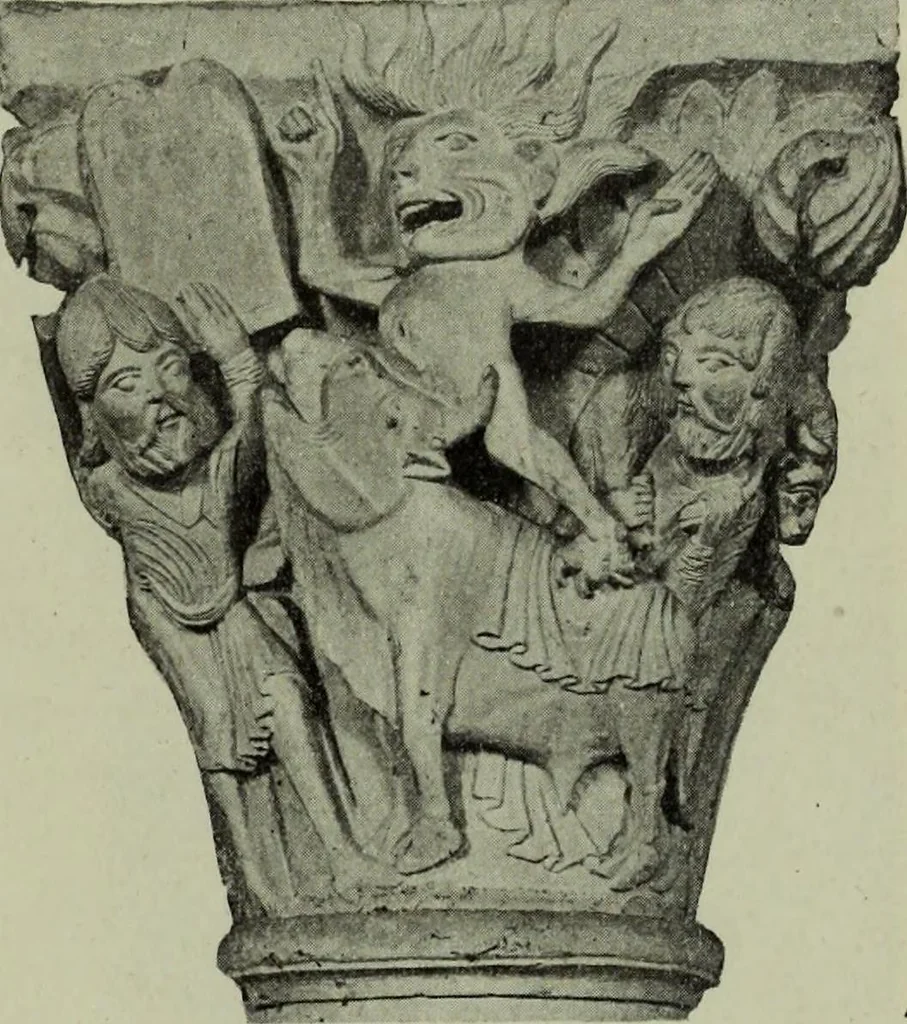 An illustration from L'art religieux du XIIe siècle en France : Etude sur les origines de l'iconographie du Moyen Age, 1922, leaf 386
