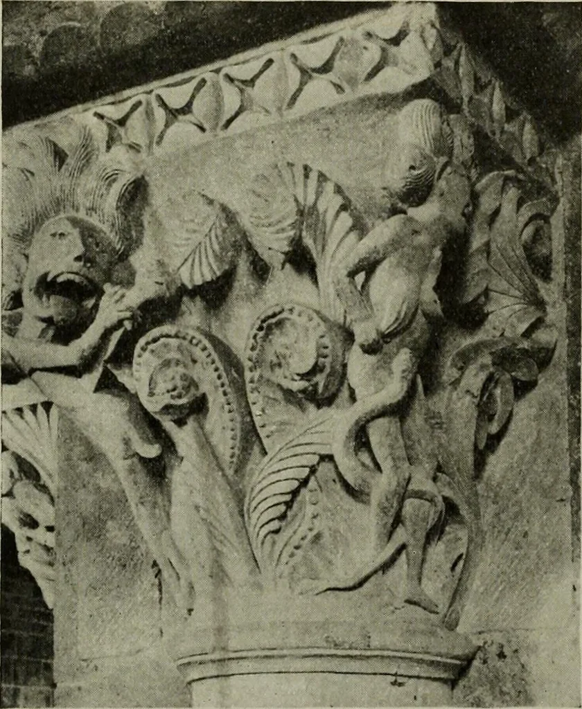 An illustration from L'art religieux du XIIe siècle en France : Etude sur les origines de l'iconographie du Moyen Age, 1922, leaf 389