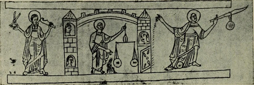 An illustration from L'art religieux du XIIe siècle en France : Etude sur les origines de l'iconographie du Moyen Age, 1922, leaf 39