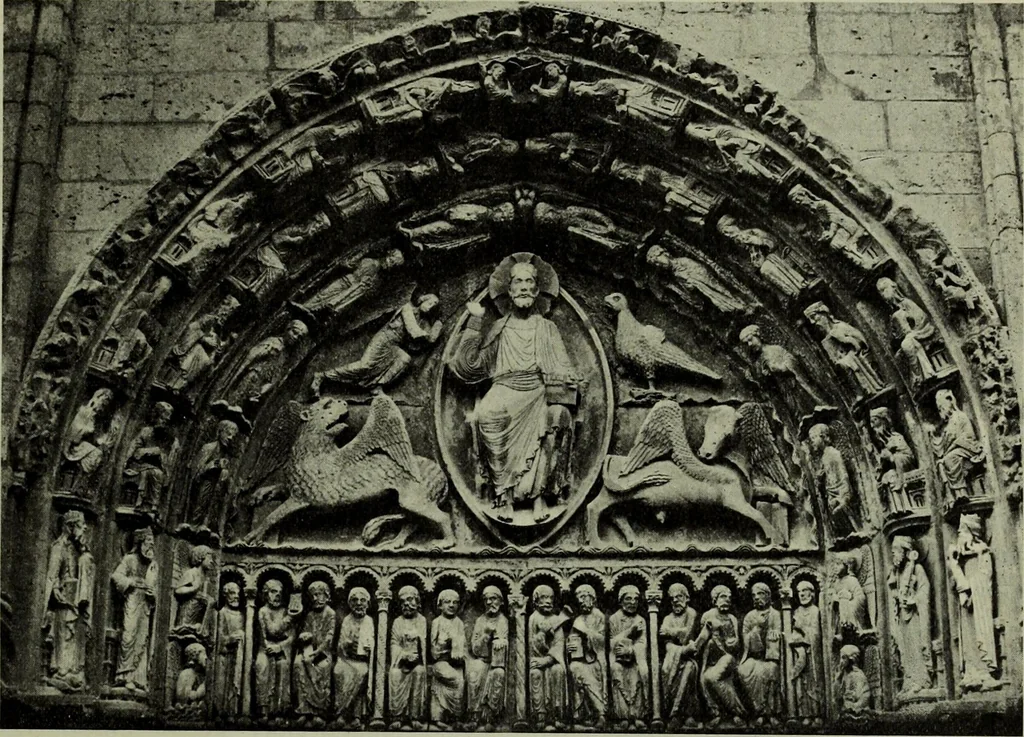An illustration from L'art religieux du XIIe siècle en France : Etude sur les origines de l'iconographie du Moyen Age, 1922, leaf 396