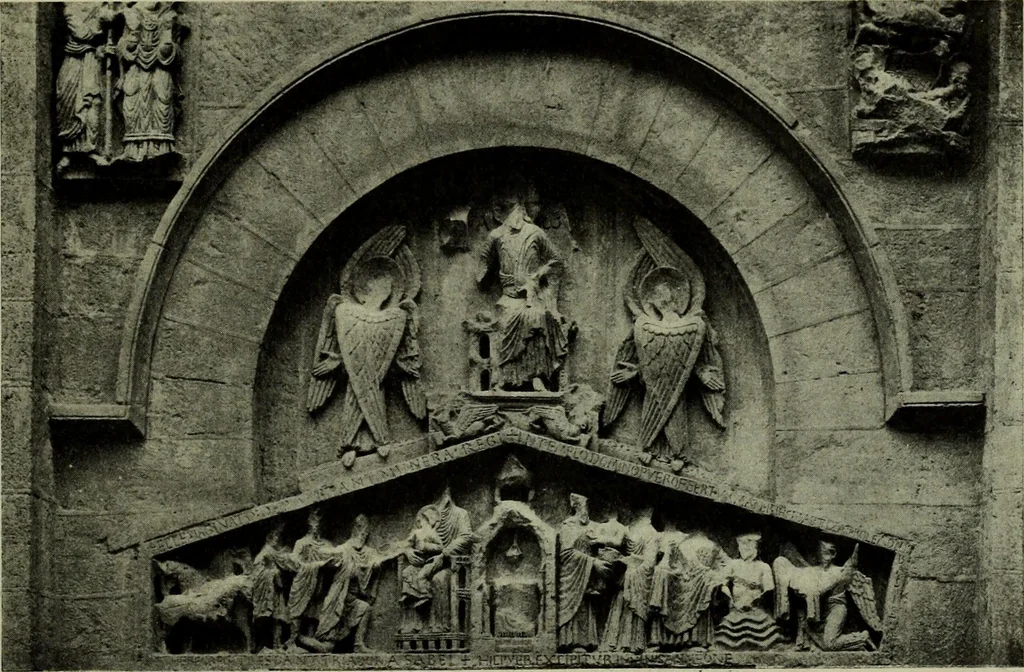 An illustration from L'art religieux du XIIe siècle en France : Etude sur les origines de l'iconographie du Moyen Age, 1922, leaf 40